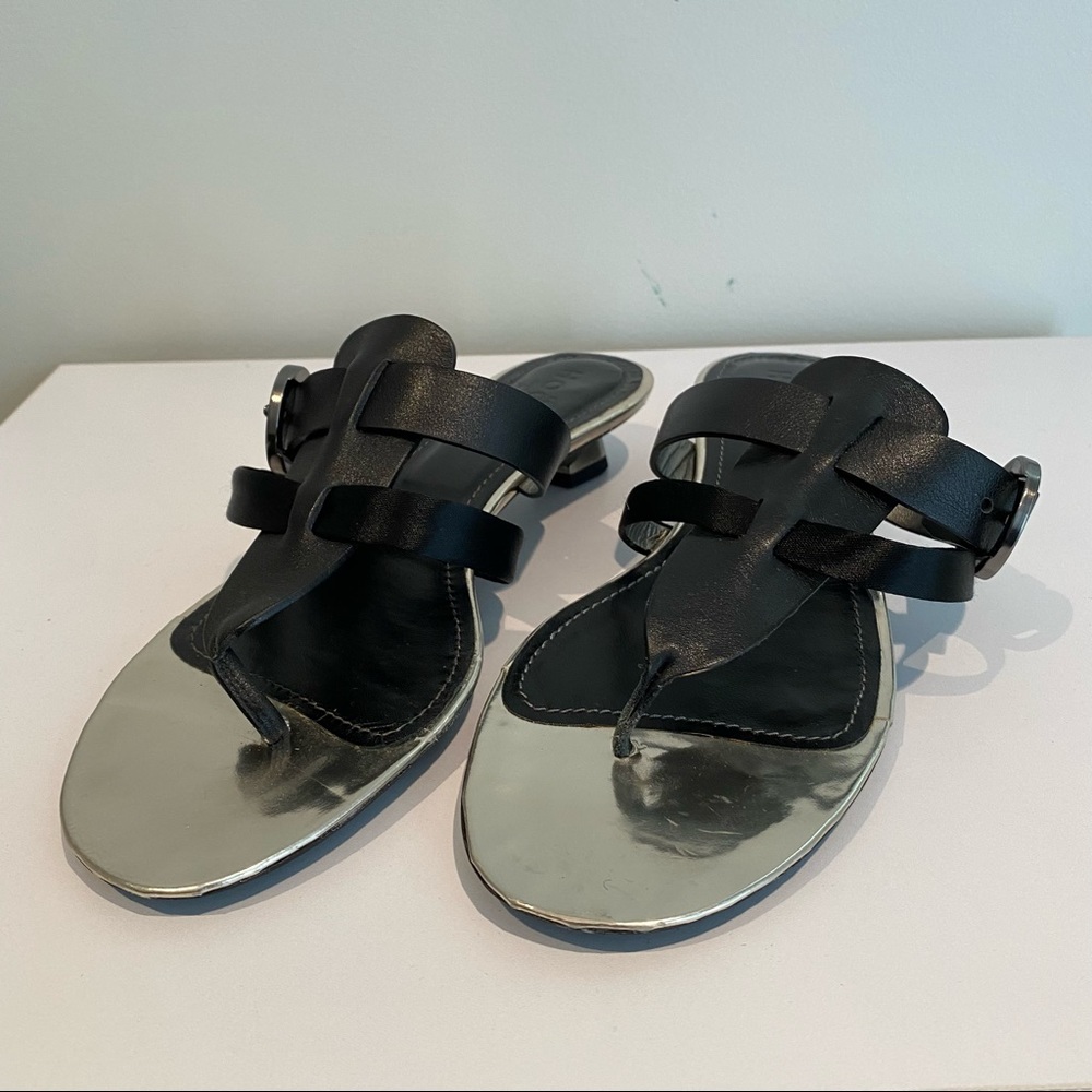 Hogan Black Leather Sandals 37